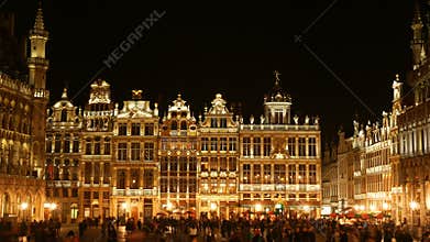 Grand Place Bruxelles Belgium main square at night timelapse footage