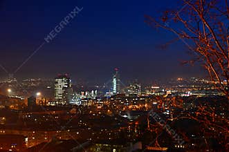 Brno - Czech Republic - Europe. Night photo of city with buildings.