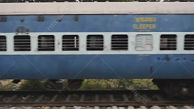 City lower class train without passengers. India