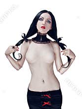 Ball jointed doll isolated over white background