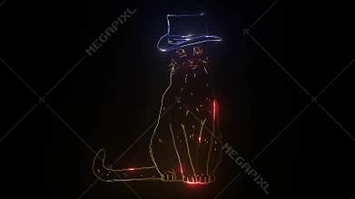 Glowing neon effect Cats club Maine coon sign. cat head, bright advertising design element, kitty logo light signboard