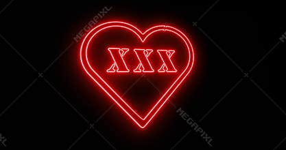 Neon xxx sign as illuminated advertising for striptease club or massage - 4k