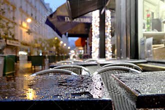 House in Paris on open urban nature of night France