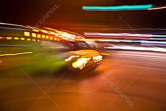 Blurry American ambulance in a rush