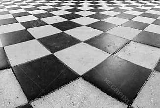 Black and White Checker Floor Tile Pattern
