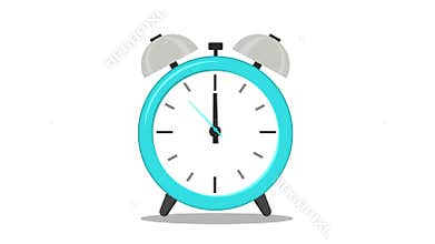 Clock alarm cartoon ringing animation at midnight countdown deadline