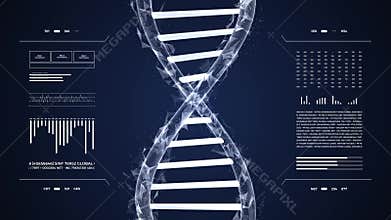 DNA structure 3D animation for medical research and biology genetic laboratory study