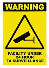Facility protected by video surveillance text sign