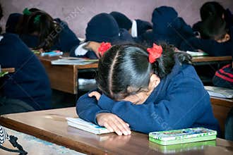 Children Studying in School in Asia