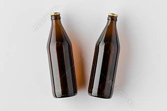 Top view of a beer bottle mockup