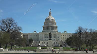 West side of the capitol building on a sunny spring morning in Washington