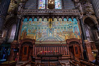 Inside the Basilica of Notre-Dame of Fourviere in Lyon, France, Europe