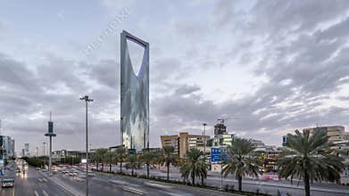 Saudi Arabia Riyadh Sunsets Timelapse - Riyadh Tower Kingdom Day to Night Timelapse â€“ Riyadh Skyline Sunset Timelapse - Burj Al-