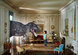 Surreal Pet Dinosaur, Imagination, Girl, Children