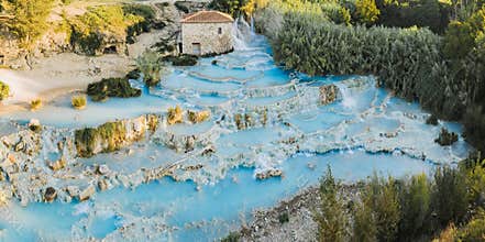 Saturnia waterfalls and hot springs, Tuscany, Italy.