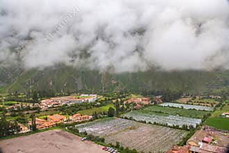 Beautiful landscape of fields, meadows and mountains in Peru, South America