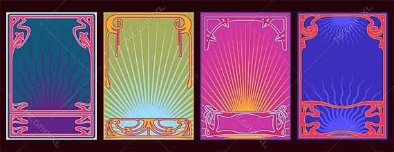 Psychedelic Colors Art Nouveau Frames