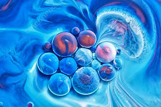 Colourful acrylic bubbles.Abstract ink design template mixed texture background. Liquid color backdrop. Wallpaper pattern. Oil