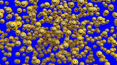 3D Face Icon Explosion. Emoji Appear With Frightened Faces, Look Around, Calm Down And Smile