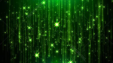 Abstract Emerald Green Light Glamorous Shining Particles Rain And Stars