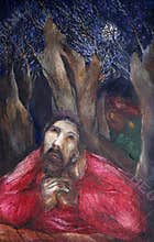 Jesus praying on the Mount of Olives, detail of altar in Chapel in Oberstaufen, Germany