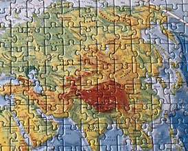 World Map as a jigsaw puzzle. Asia