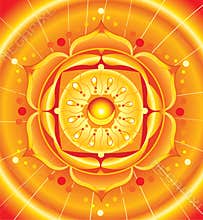 Bright orange mandala of svadhisthana chakra