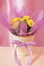 Mothers Day or Easter flowers Card - Stock Photo