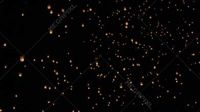 Tourist floating sky lanterns in Yi-Peng (Loy Krathong) festival , Chiang Mai ,Thailand