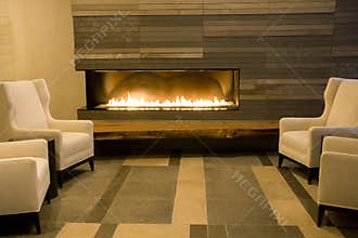 Luxury living room with fireplace