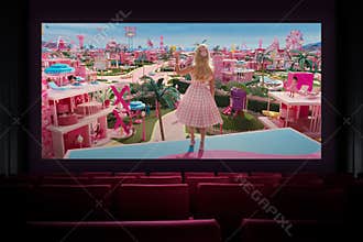 Barbie movie in the cinema. Astana, Kazakhstan - July 2, 2023.