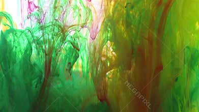 Abstract Powerful Vivid Color Ink Drops Spreading in Water Texture