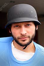 Biker with Helmet