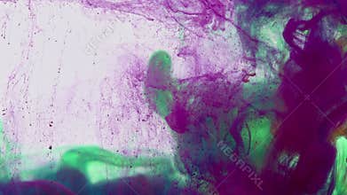 Abstract Powerful Vivid Color Ink Drops Spreading in Water Texture