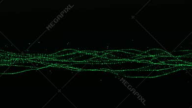 Molecular DNA structure. Sound wave of particles. Network connections structure. Big data visualization. 3D rendering.