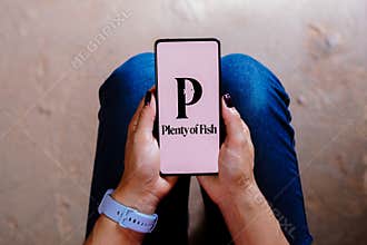 September 4, 2023, Brazil. In this photo illustration, the POF (Plenty of Fish) logo is displayed on a smartphone screen
