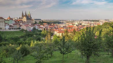 Prague Czechia Czech Republic city skyline time lapse at Prague Castle