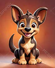 Kelpie puppy dog cartoon character portrait