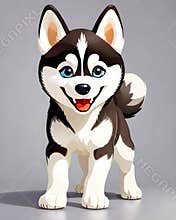Siberian Husky puppy dog cartoon character pet drawing