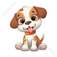 Adorable Cartoon Puppy Illustration with Playful Expression, AI Generated