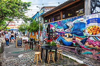 Sao Paulo, Brazil - Dec 03, 2023: Beco do Batman in Sao Paulo, B