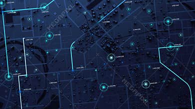 3D rendering city map illustration of a city map created using 3D modeling
