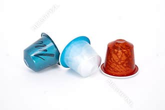 Nespresso Capsules on white Background