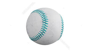 White baseball with green stitching on isolated background