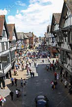 Eastgate street towards Foregate street. Chester. England