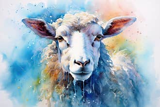 watercolor Sheep Cute sheep watercolor illustrations Cute goat hand-painted watercolor animals