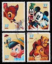 USA Disney Character Postage Stamps
