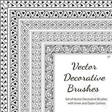 Vector Decorative Brushes with Inner and Outer Corners. Seamless Borders for Patterned Frames.