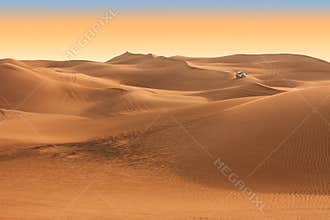 Desert safari on sunset near Dubai. UAE