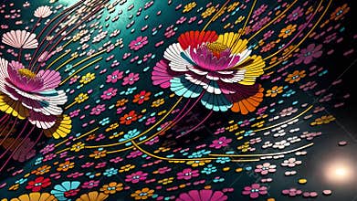 colorful flowers on dark background. Generative AI